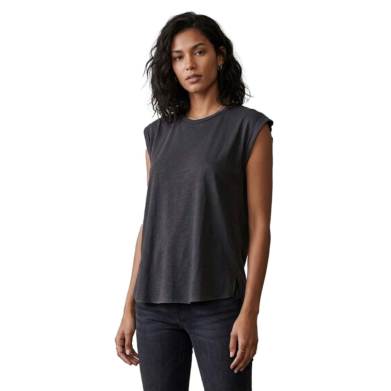 BELLA + CANVAS Women’s Rolled Cuffs Muscle Tee Sleeveless Top for Everyday Comfort